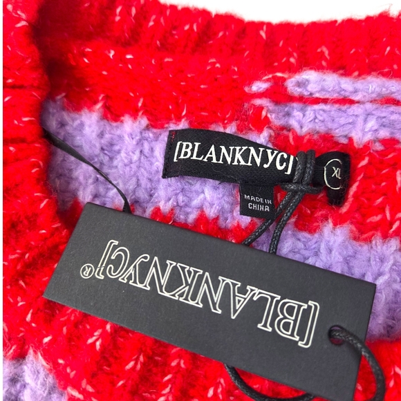 BLANKNYC Good Mood Sweater NEW Striped Pullover Womens XL Red Pink Revolve - Picture 3 of 11